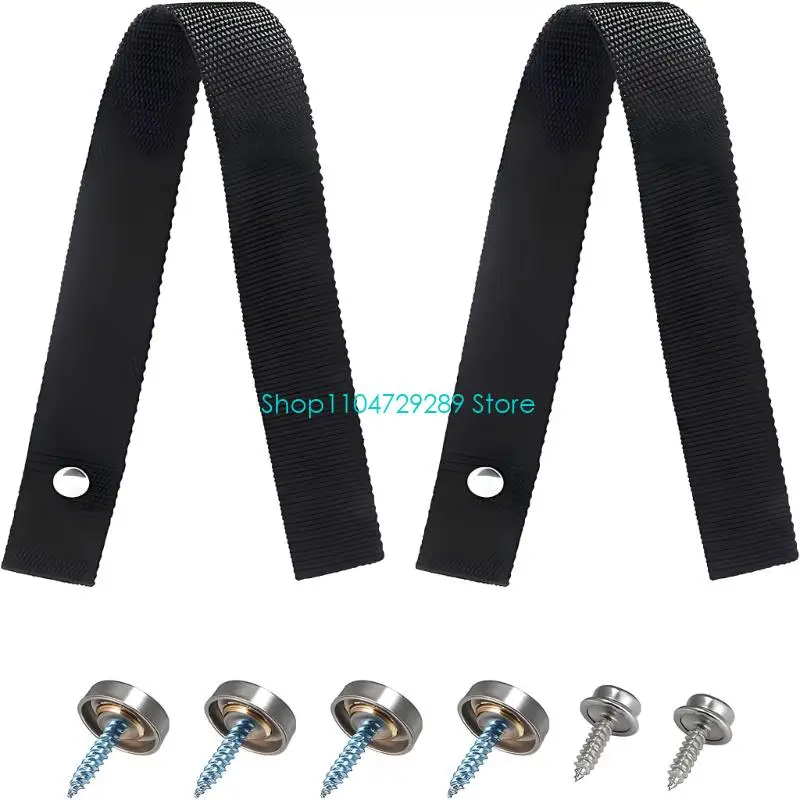 D8KE Boat Ladder Securing Strap for Routine Marine Maintenance, Black Nylon Webbing and Metal Hardware for Replacement