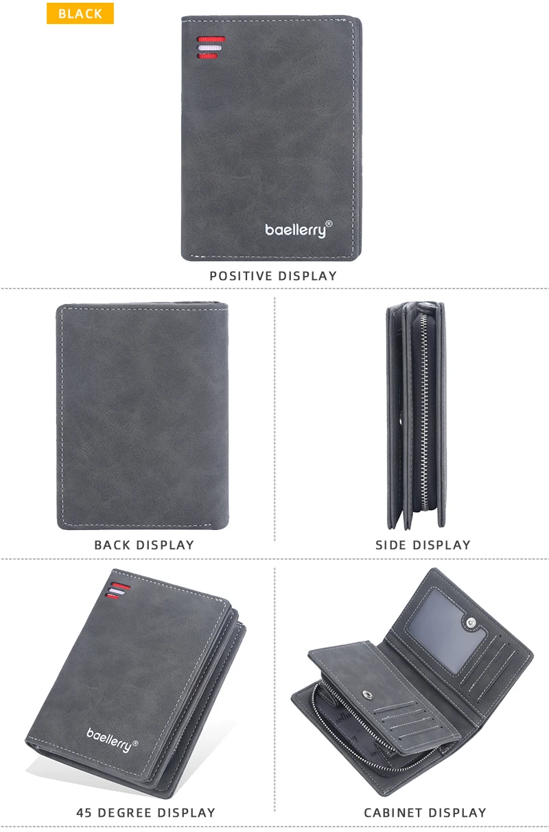 Brand Men PU Leather Short Wallet With Zipper Coin Pocket Vintage Big Capacity Male Short Money Purse Card Holder New