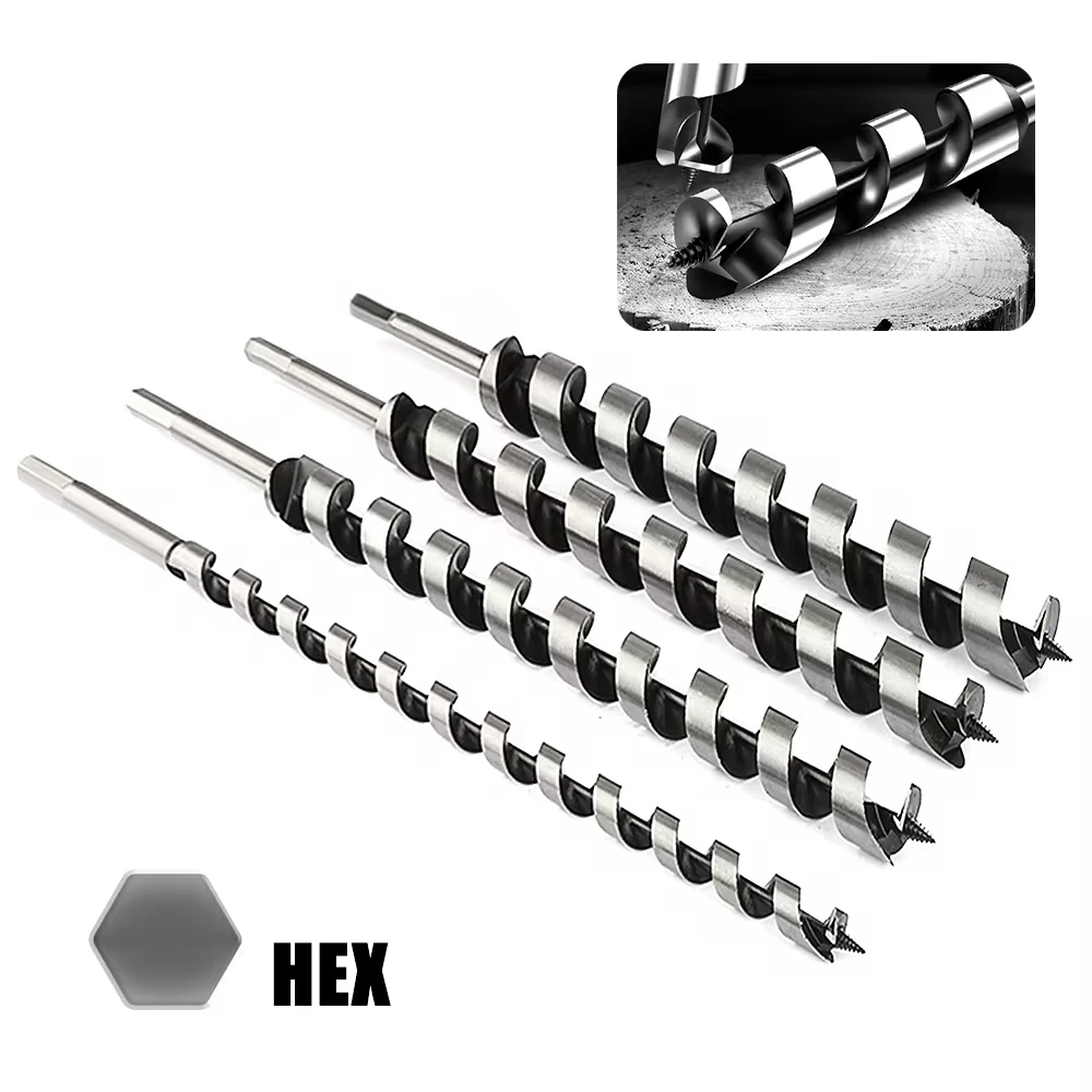 6PCS 6-16mm High Carbon Steel Woodworking Roller Drill Set 230mm Hexagonal Handle Fried Dough Twists Wood Tapper Reaming Tool