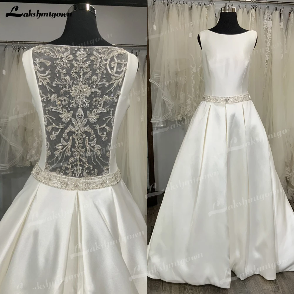 CClassic – magnifique robe de mariée style princesse, longueur au sol, sans manches, sur mesure, en bateau, sukienka