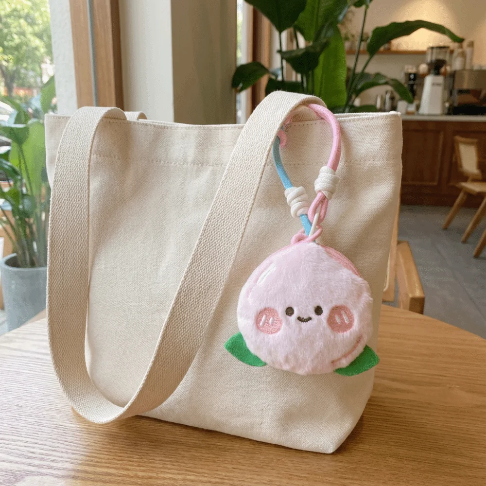 Portable Fruit Cartoon Bag Pendant Key Chain Adorable Plush Earphone Bag Mini Plush Pouch Dolls Coin Purse Men