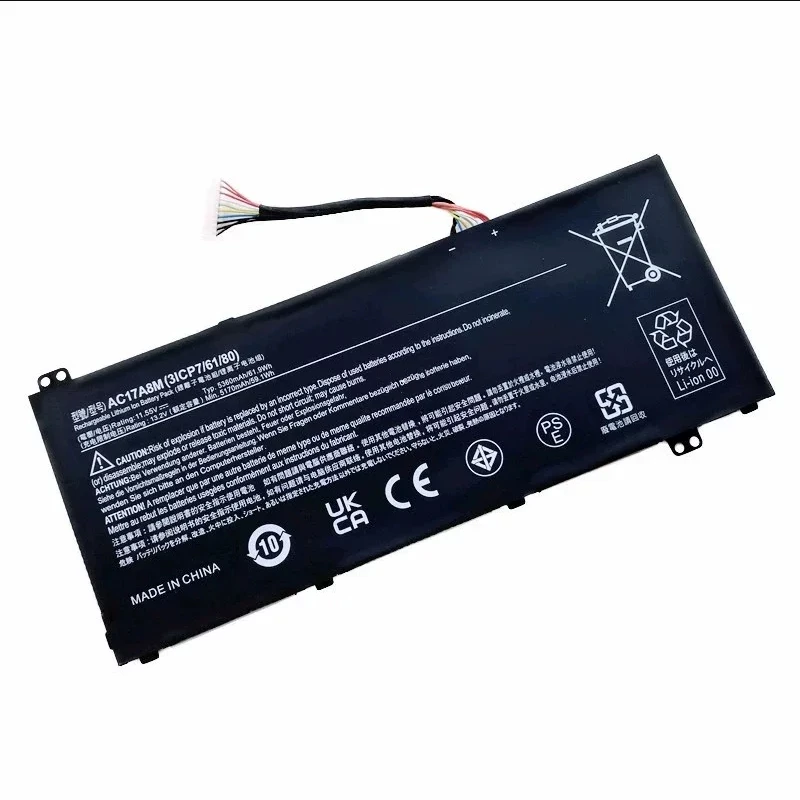 Laptop Battery AC17A8M For Spin 3 SP314-52 and TravelMate X40-51 X30-51 X3410 Series Notebook 11.55V/5360mAh/61.9WH