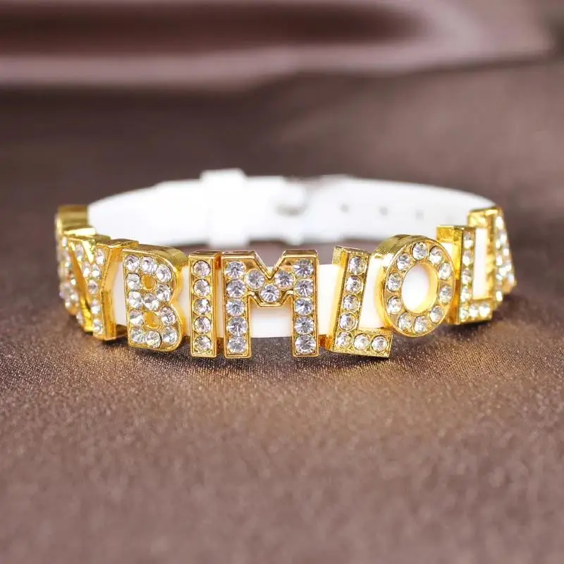 10 قطعة/الوحدة حفرة 8 مللي متر الذهب اللون الراين الشريحة رسالة بلينغ الإنجليزية الأبجدية سحر صالح ل 8 مللي متر معصمه بها بنفسك سلاسل المفاتيح