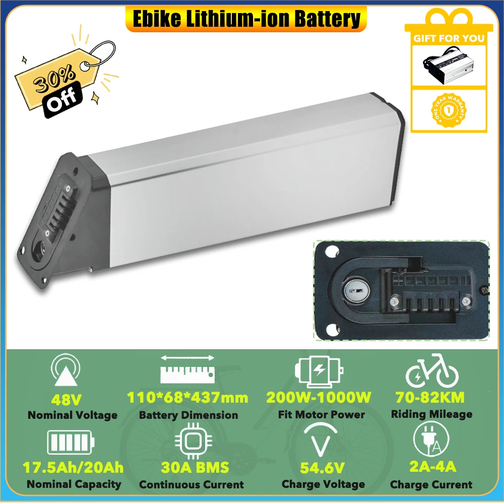 

Сменный литий-ионный аккумулятор 48 В, 20 Ач, 17,5 Ач для складного вездеходного горного электронного велосипеда Burchda R5 Pro мощностью 1000 Вт