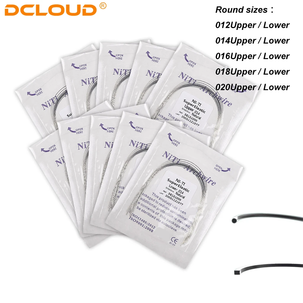 10 Packungen Zahnärztliche Kieferorthopädie Niti Arch Wire Super Elastic Natural Form Runder/Rechteck-Bogen für Ortho-Zahnspangen Zahnarztprodukt – Detail 5