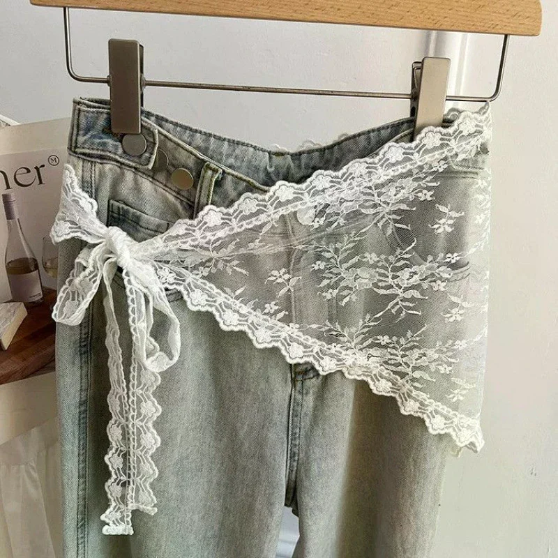 Versatile Triangle Lace Trim Half Skirt For Women Girls Summer Sweet Butt Curtain Stacked Short Skirts Fashion Headscarf