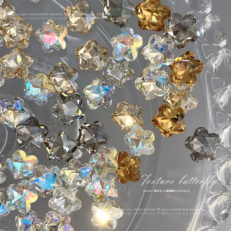 5 pçs prego strass encantos cristal diamante flor de ameixa diamante jóias de unhas novo 12mm flor jóias de unhas