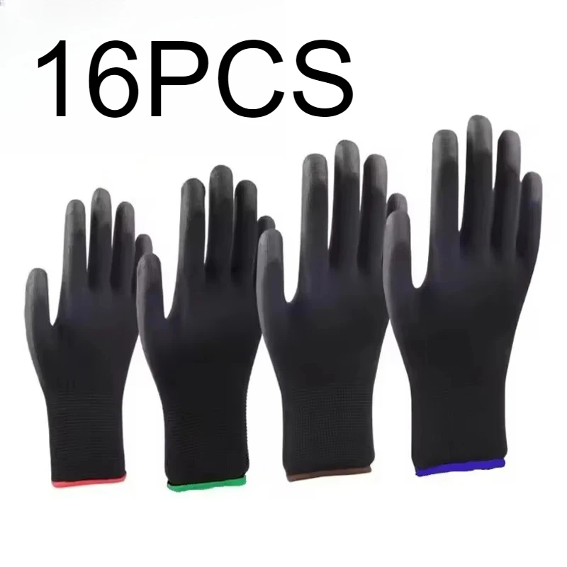 8/16/24PCS PU Coating Handschoenen Antislip Slijtvast Nylon PU Handschoenen Duurzaam Tuinmachines Automotive Reparatie Tools
