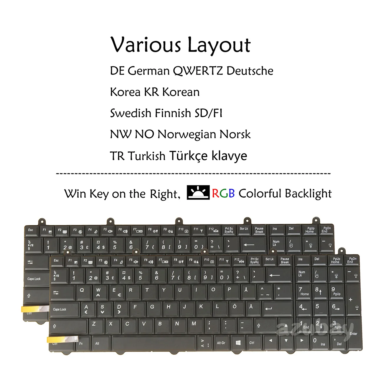 RGB Backlit Keyboard For Clevo P370SM3 P370SM-A P375SM-A P377SM-A  P177SM-A P170SM-A Swedish German QWERTZ Korean Turkish Norway