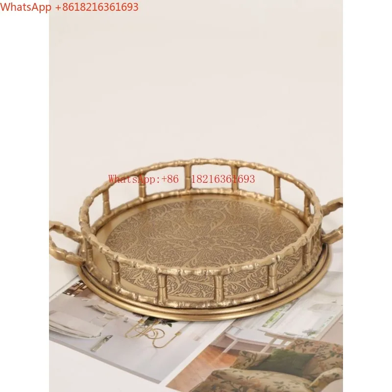 Imported American Vintage Light Luxury Home Decor Living Room Coffee Table Storage Brass Fruit Tray Storage Tray Ornament