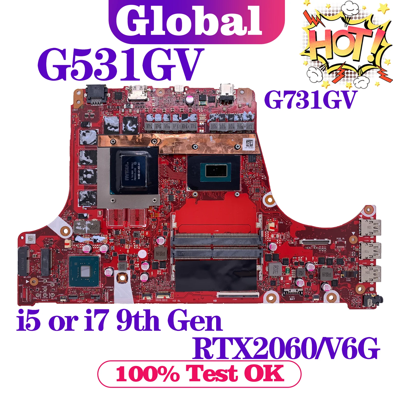 Imagem -02 - Placa-mãe Portátil para Asus S5d S7d G531gw G731gw G531gv G731gv G531gu G731gu G531gd G731g G531g i5 i7 9th Gen V6g V8g