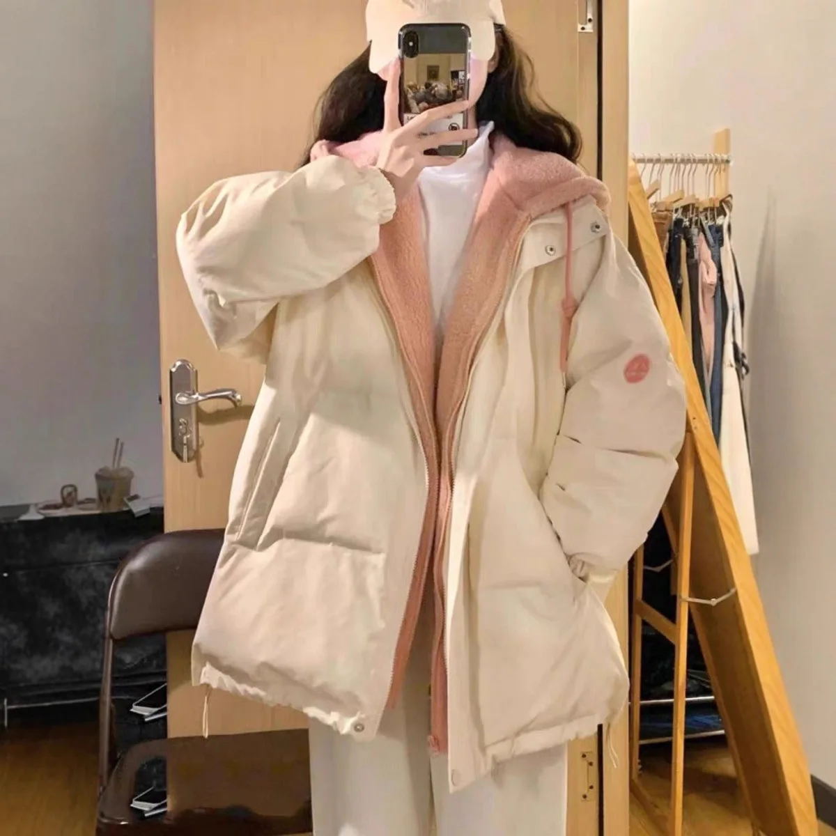 ملابس قطنية غير رسمية للنساء شتاء منتج جديد ملابس شتوية كورية فضفاضة سترة صوف الضأن للنساء