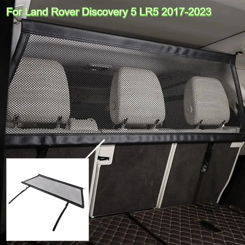 For Land Rover Discovery 5 2017-2023 Aluminum Alloy Black Car Trunk Safety Isolation Pet Fence Protective Net Car Accessories