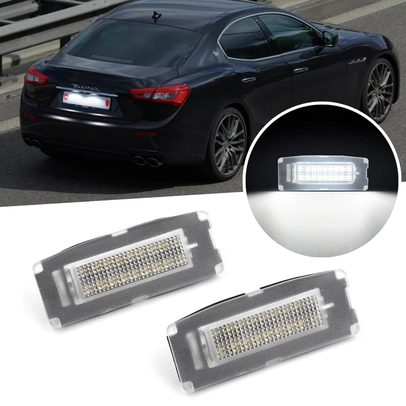 12V Waterproof LED Number Plate Lamp For Maserati Ghibli M157 2014-2020 White License Plate Light Assembly