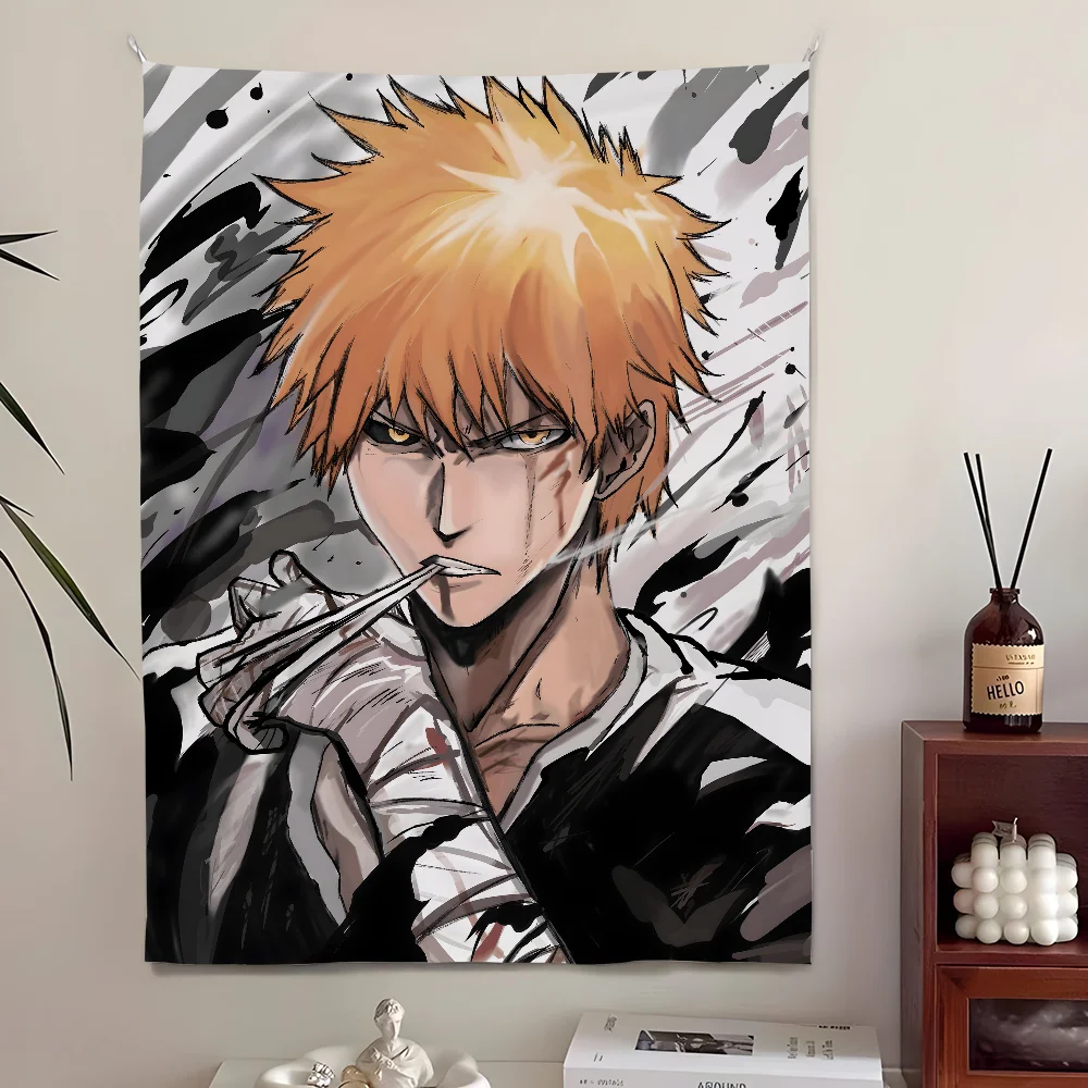 Bleach Monochrome Manga Collage Wall Tapestry - Ichigo Kurosaki Art, Stylish Room Decor for Shonen Anime & Manga Fans