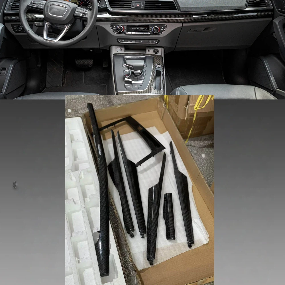 

Real Carbon Interior Panel 7 Piece Set For Audi Q5 RSQ5 2018-2024 Carbon Fiber Interior Dashboard Door Trim Panel
