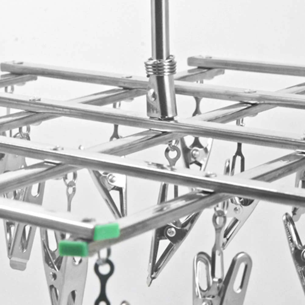 

35pcs Stainless Steel Clothes Hanger Foldable Anti-Slip Towel Socks Diaper Hanger Heavy Duty Space Saving Drying Rack For Home