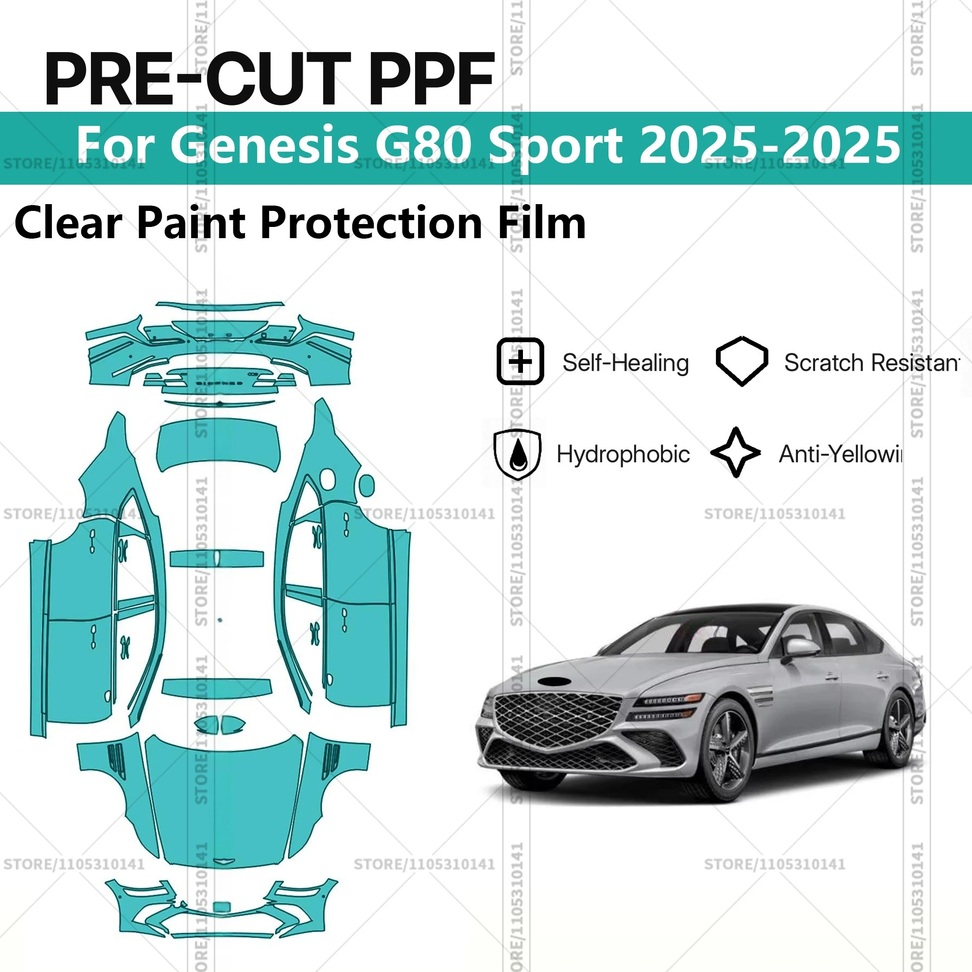 Pre-Cut Paint Protection Film PPF Transparent Car Film Professional Automotive PPF Full Vehicle For Genesis G80 Sport 2025-2025