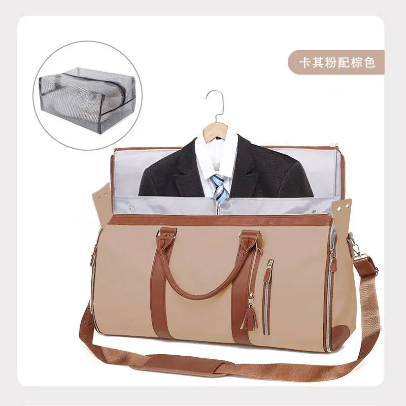 1pc Foldable Women's Travel Convenient Carry-on Clothing Bag Large PU Leather Duffel Bag Women's Business Travel Bag