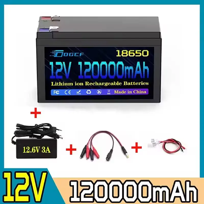 100Ah 12V ? Batterij 18650 Oplaadbare LiFePO4-lithiumbatterij Ingebouwde 5V 2.1A USB Power Display Port-oplader + 12,6V 3A oplader
