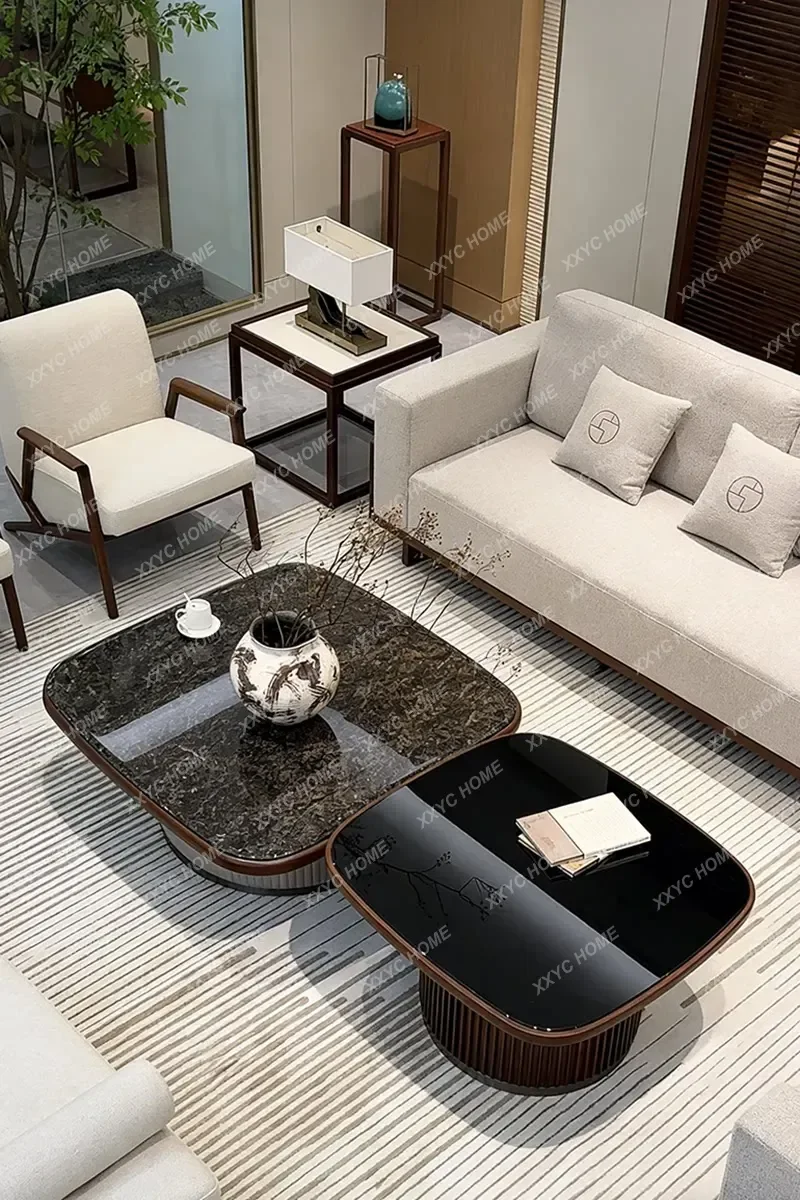 Villa clubhouse square tea table, rounded corner few solid wood sofa coffee table