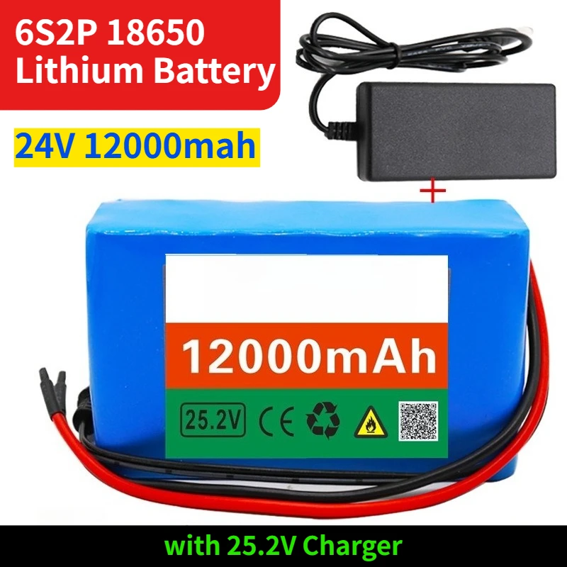 

24V 12000mah 6S2P 18650 Lithium Battery Pack Rechargeable Battery Pack with 25.2V Charger