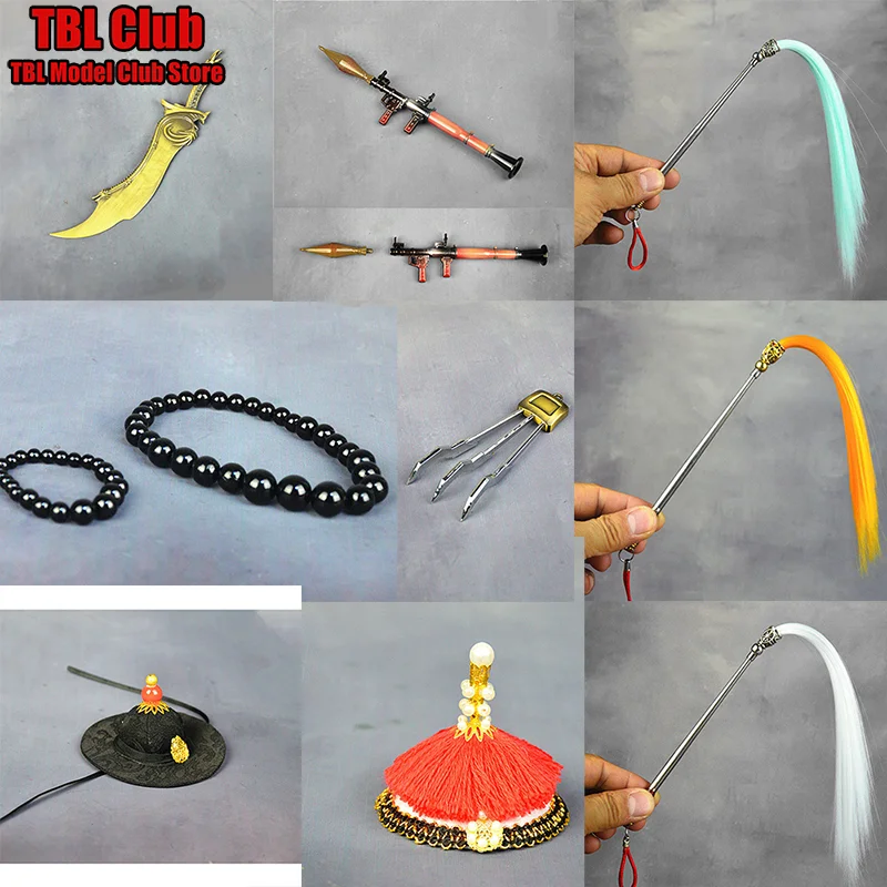Escala 1/6 ‌ Corona Imperial ‌ Sombrero de Pez Volador Estilo Ming, Cuentas de Oración, Accesorios Masculinos para Figura de Acción de Soldado de 12 Pulgadas