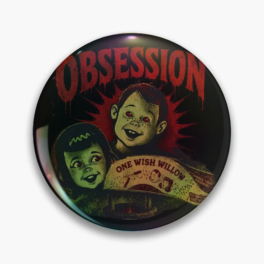 Obsession Pin Holographic Star Heart Pin Brooches Laminated Button Fashion Accessory