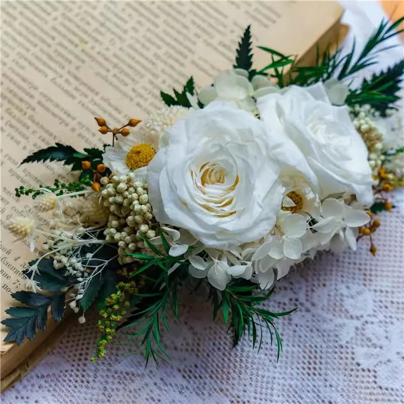 Woodland Dried flower Bridal Hair Comb Wreath Pins Ivory Color Girls Accessories Wedding Jewelry Handmade