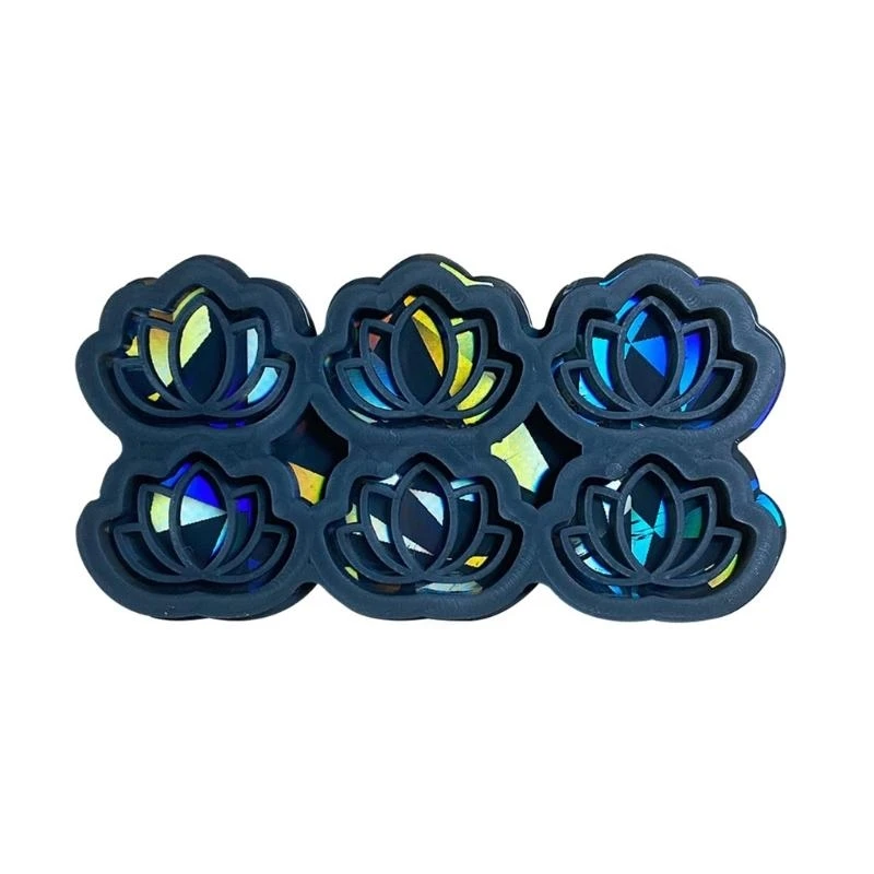  Rainbow Light Silicone Mold with Hole Flower Keychain Pendant Mold Epoxy Casting