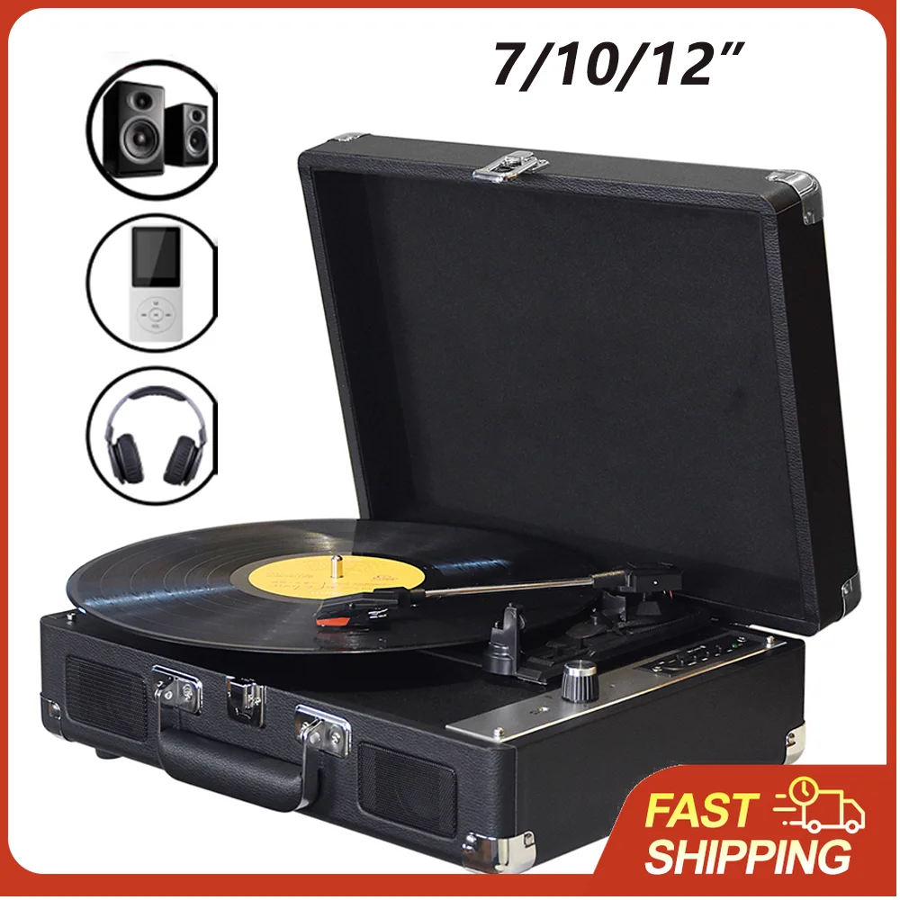 Toca-discos Bluetooth com Bluetooth 5.0, Som HiFi, USB, SD, RCA, 33/45/78 RPM para Vinil de 7/10/12 Polegadas, para Casa, Festas, Presente Retrô
