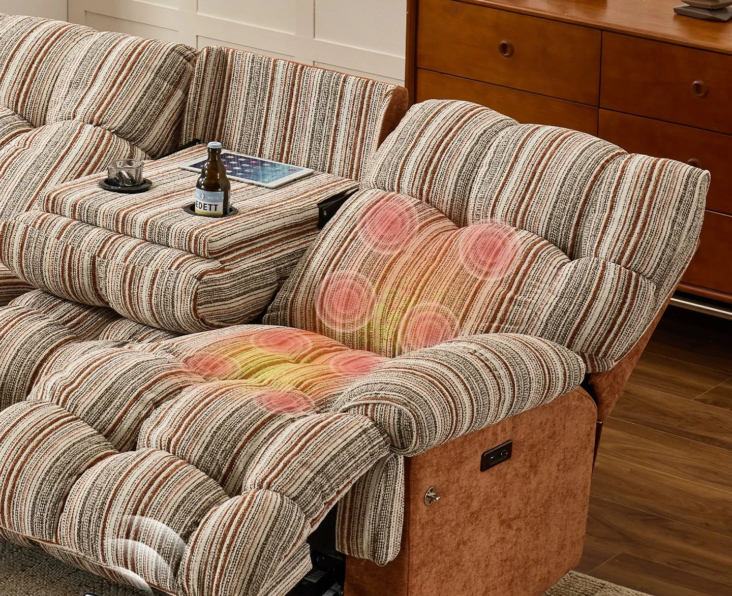Multifunctional electric zero wall straight row sofa small apartment living room