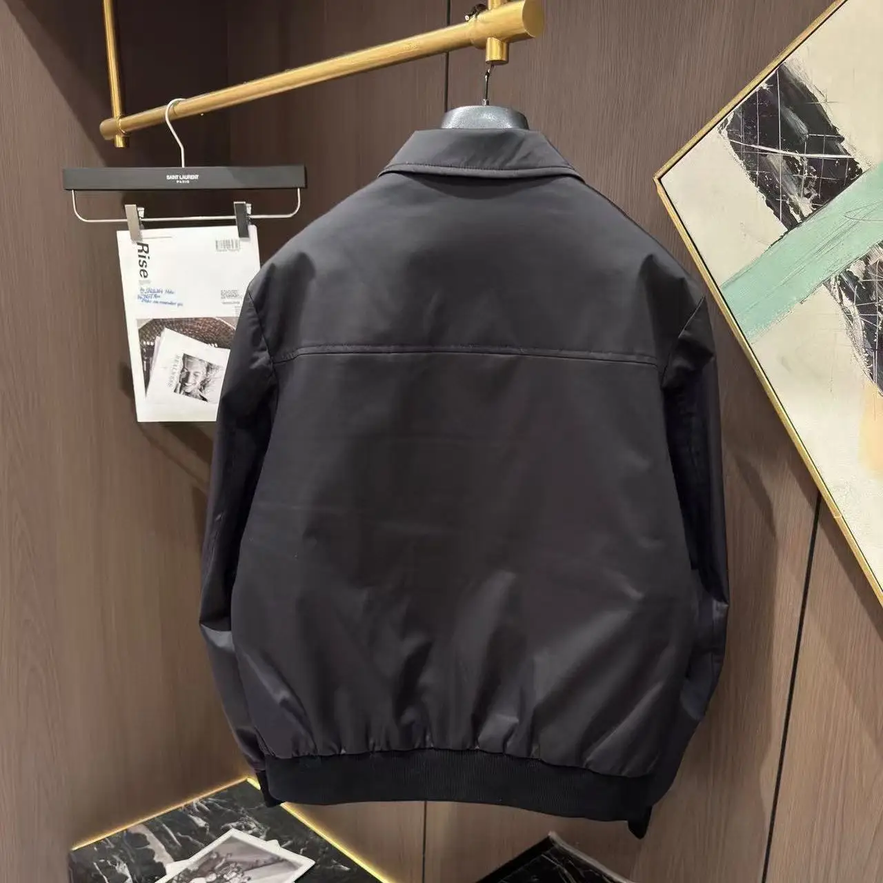 LP Italian embroidered old money style men's lapel down jacket