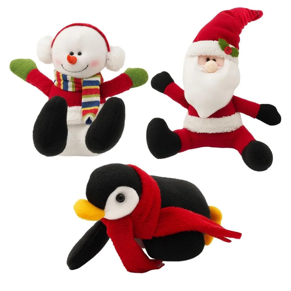 3pcs LED Plush Plush Decoration Set Seasonal Festive Theme Stair Railing Decoration Indoor Use Snowboarder Design
