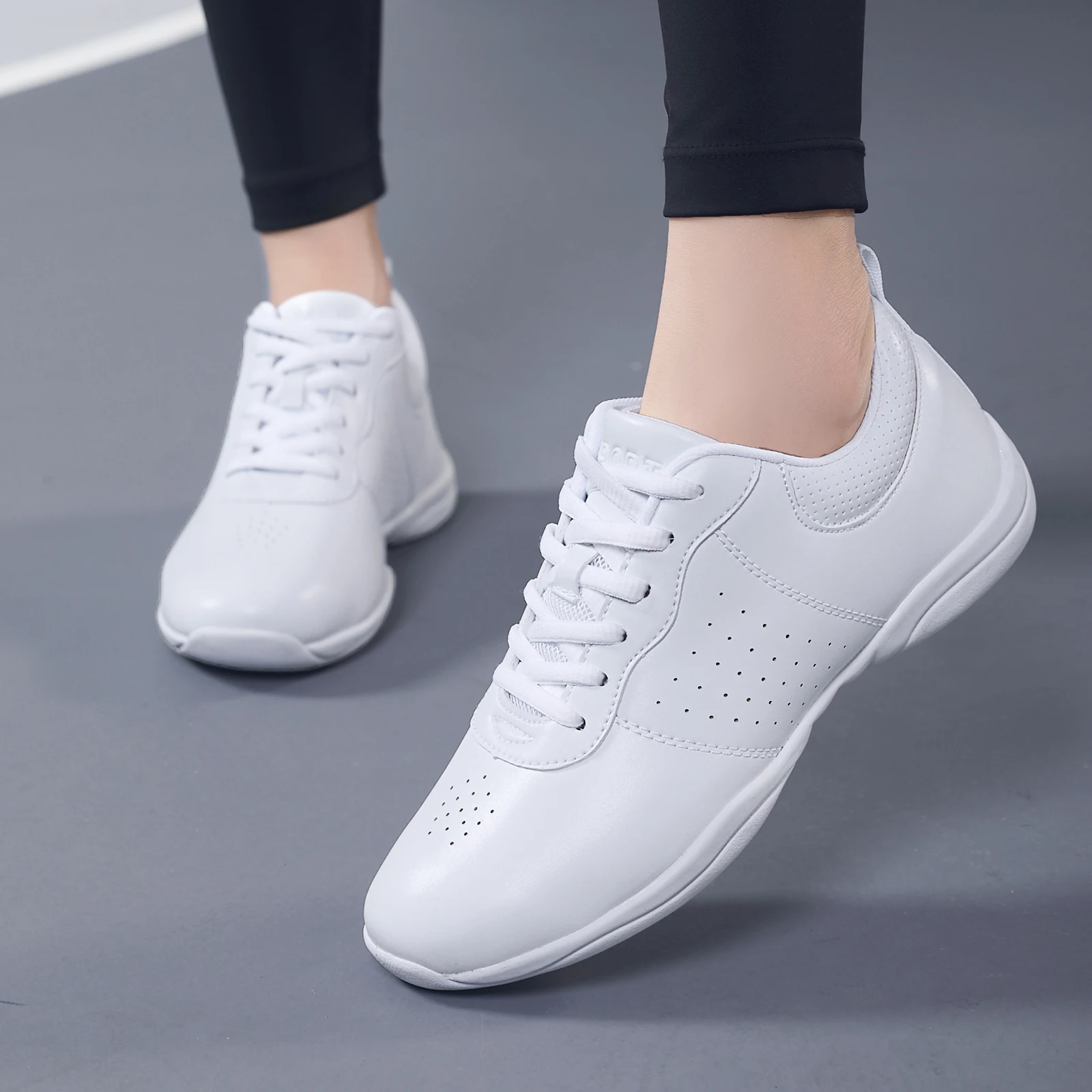Girls White Cheerleading Shoes Lightweight Cheer Shoes Breathable Dance Aerobics Sports Sneakers 2125