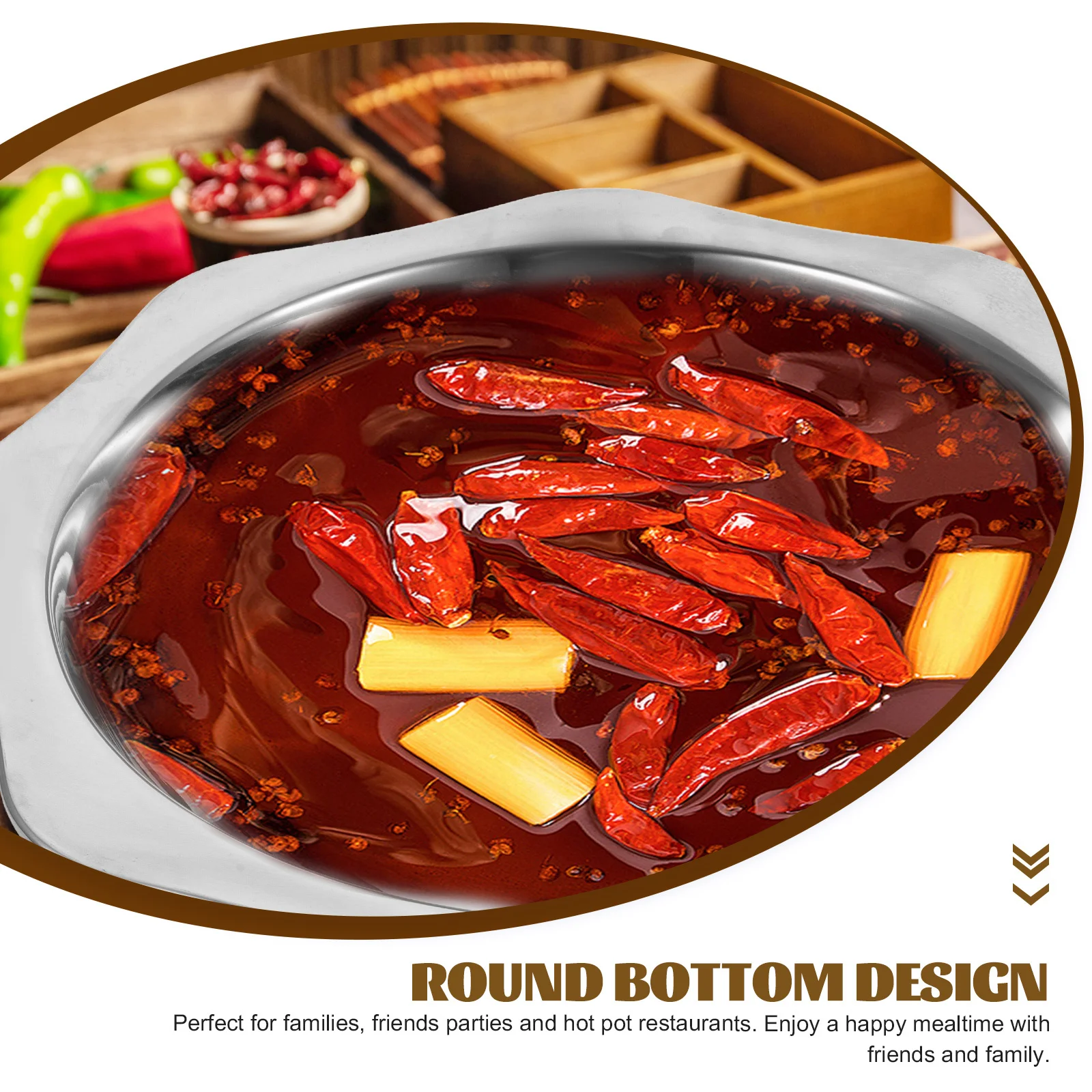 

Stainless Steel Sun Bowl Heat-Resistant Cooking Pot Round Bottom Hot Pot Pan Fast Heating Multi-Purpose Kitchenware