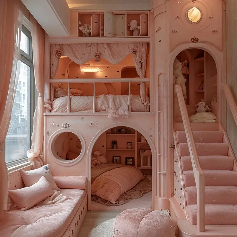 Customizable upper and lower beds Castle not disturb beds Hotel B & B Whole house Customized solid wood luxury tree house beds