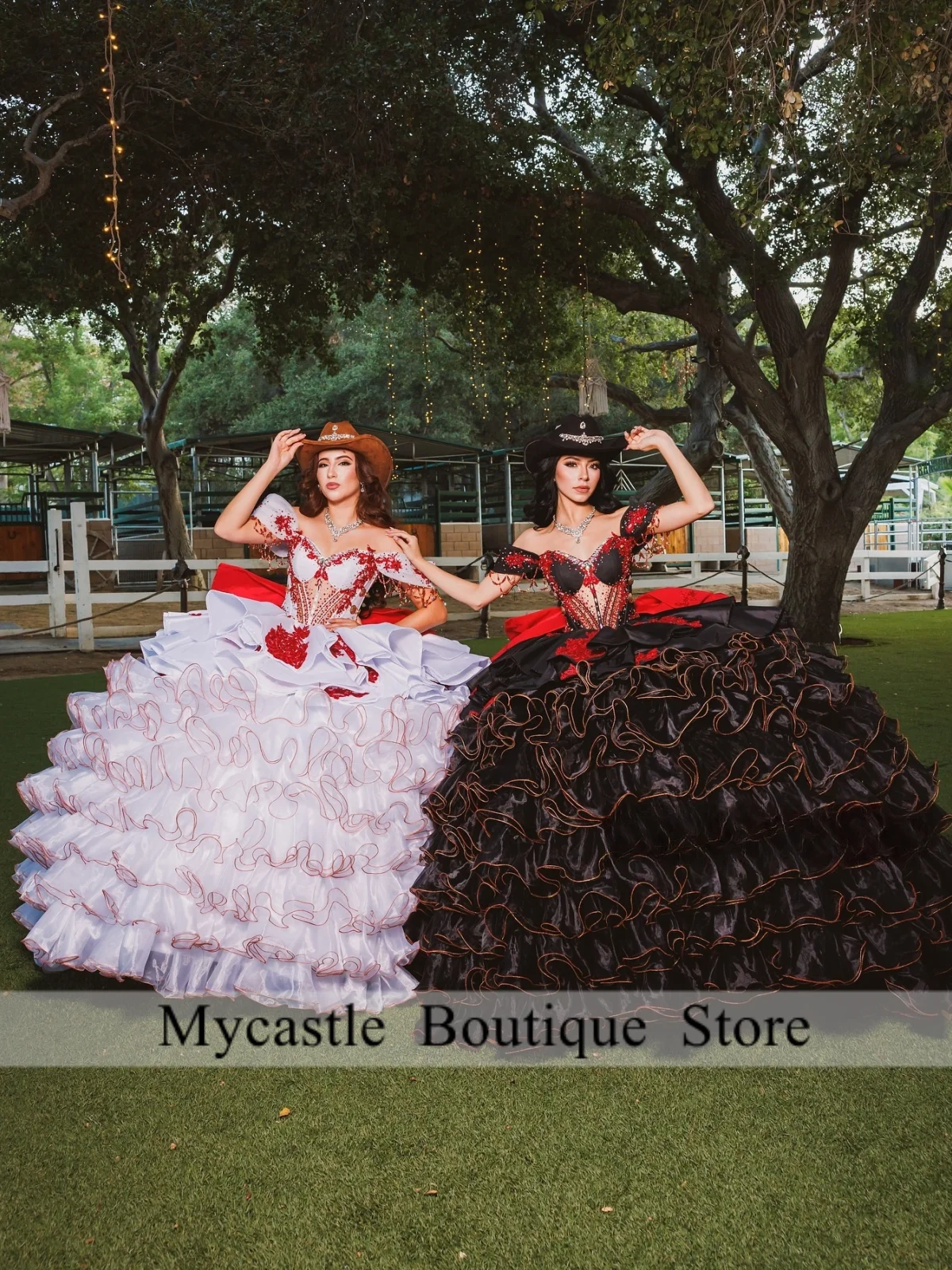 Wit Zwart Mexicaanse Rode Strik Borduren Quinceanera Jurk Afneembare Baljurk 2025, Strapless Sweet 15 16 Jurk Verjaardagsjurk