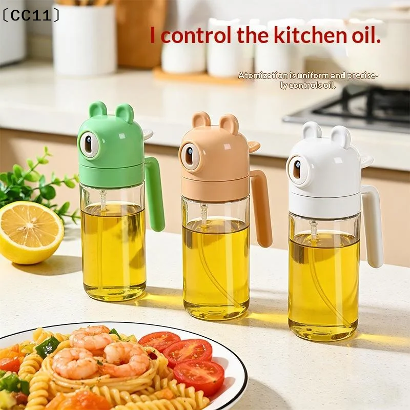 Kitchen Spray Oil Condiment Oil Can Atomizing Spray Oil Bottle Household Glass Cute Cartoon Spray Oil Bottle〔CC11〕