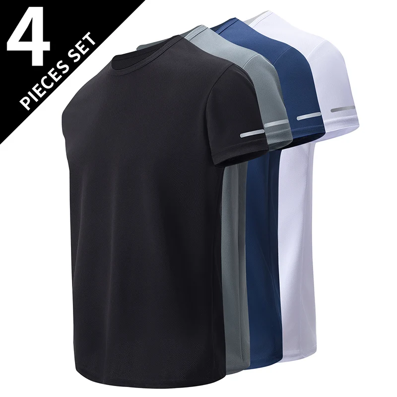 1/2/4Pcs männer Sommer Einfarbig Mix Und Match Kurzen ärmeln Junge männer Lose Schnell trocknend sport Lauf Shirt Mittleren Alters T-