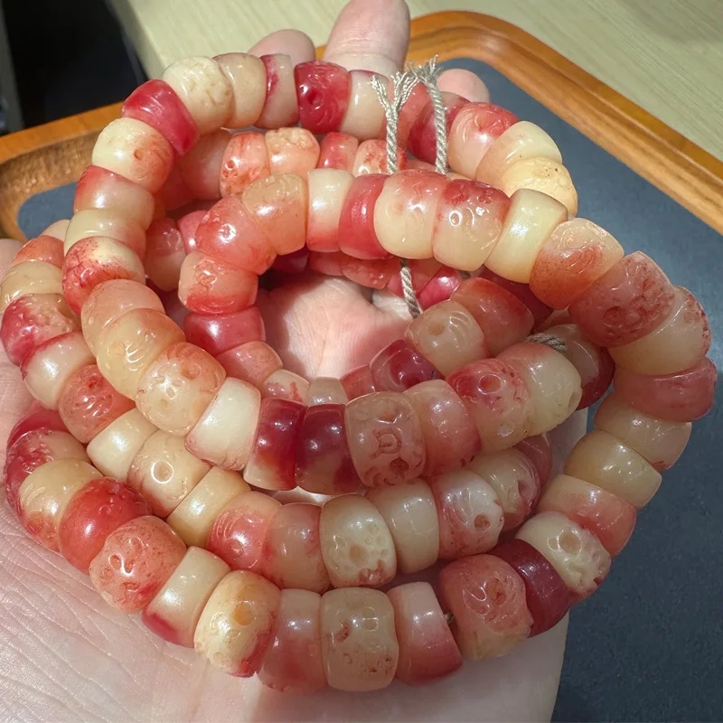 

Tibetan Style Half Blood Bone 108 Large Intestine String Semi-Finished Loose Plain Beads