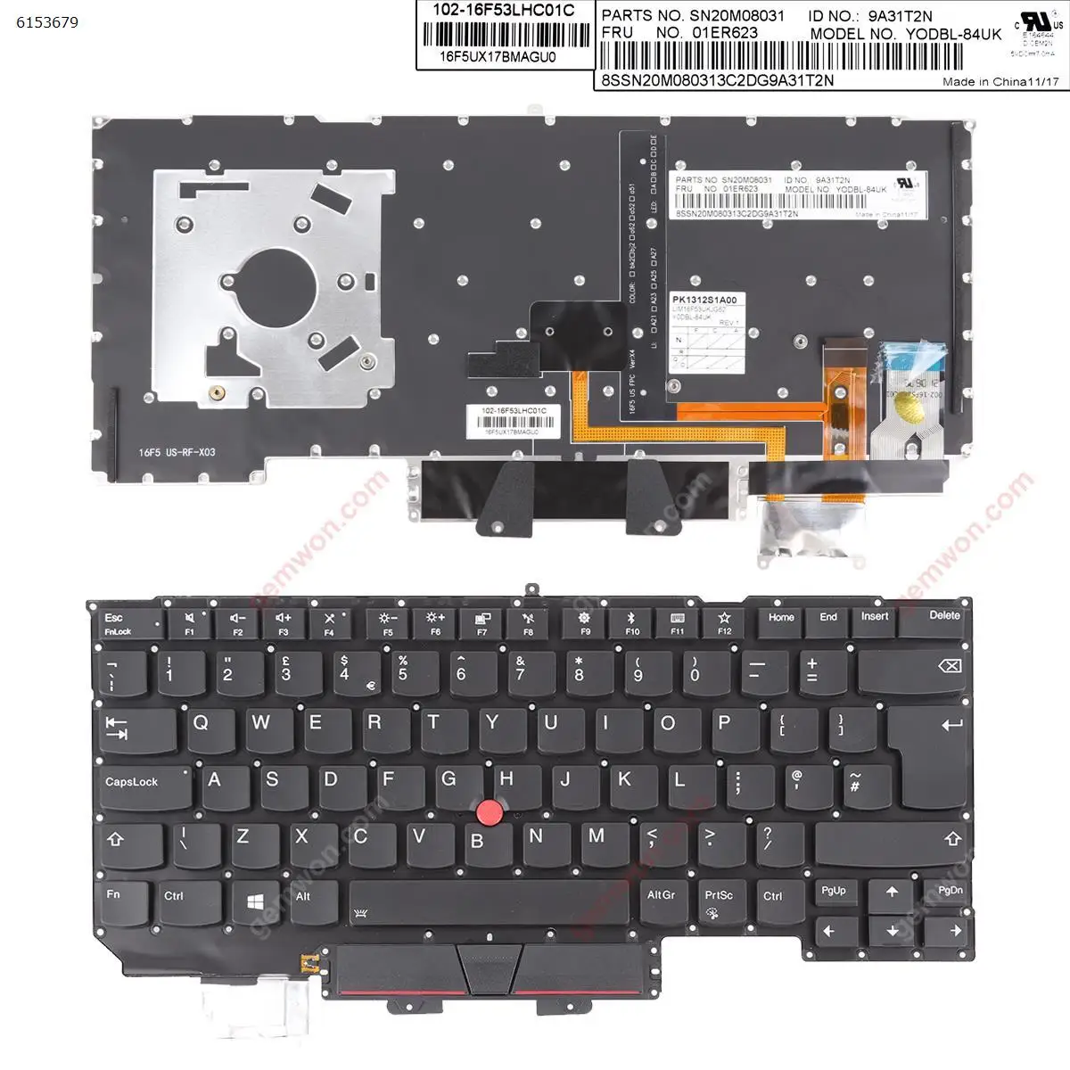 

UK Laptop Keyboard for Lenovo ThinkPad X1 Carbon Gen 5 2017 with Backlit & Point Stick