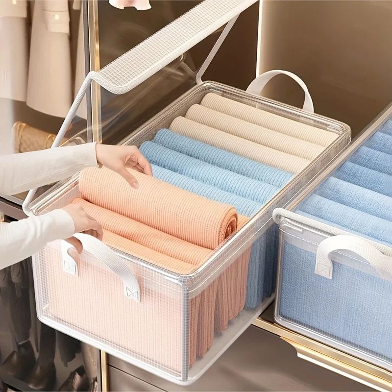 Jumbo PVC Storage Box with Lid-Extra Large,Foldable&Dustproof Organizer for Clothes,Perfect for Dorm, Underbed &Seasonal Storage