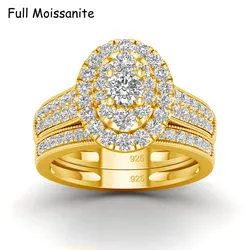 2PCS Diamond Couple Rings Set Woman Wedding Engagement Sterling Silver Ring Shining Luxury 5A Zircon 14k Gold Classic Jewelry