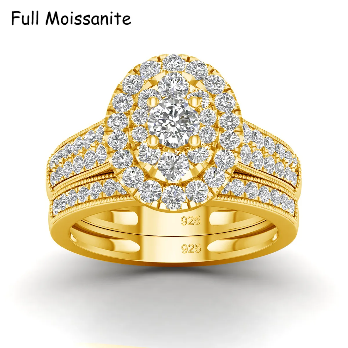 2PCS Diamond Couple Rings Set Woman Wedding Engagement Sterling Silver Ring Shining Luxury 5A Zircon 14k Gold Classic Jewelry