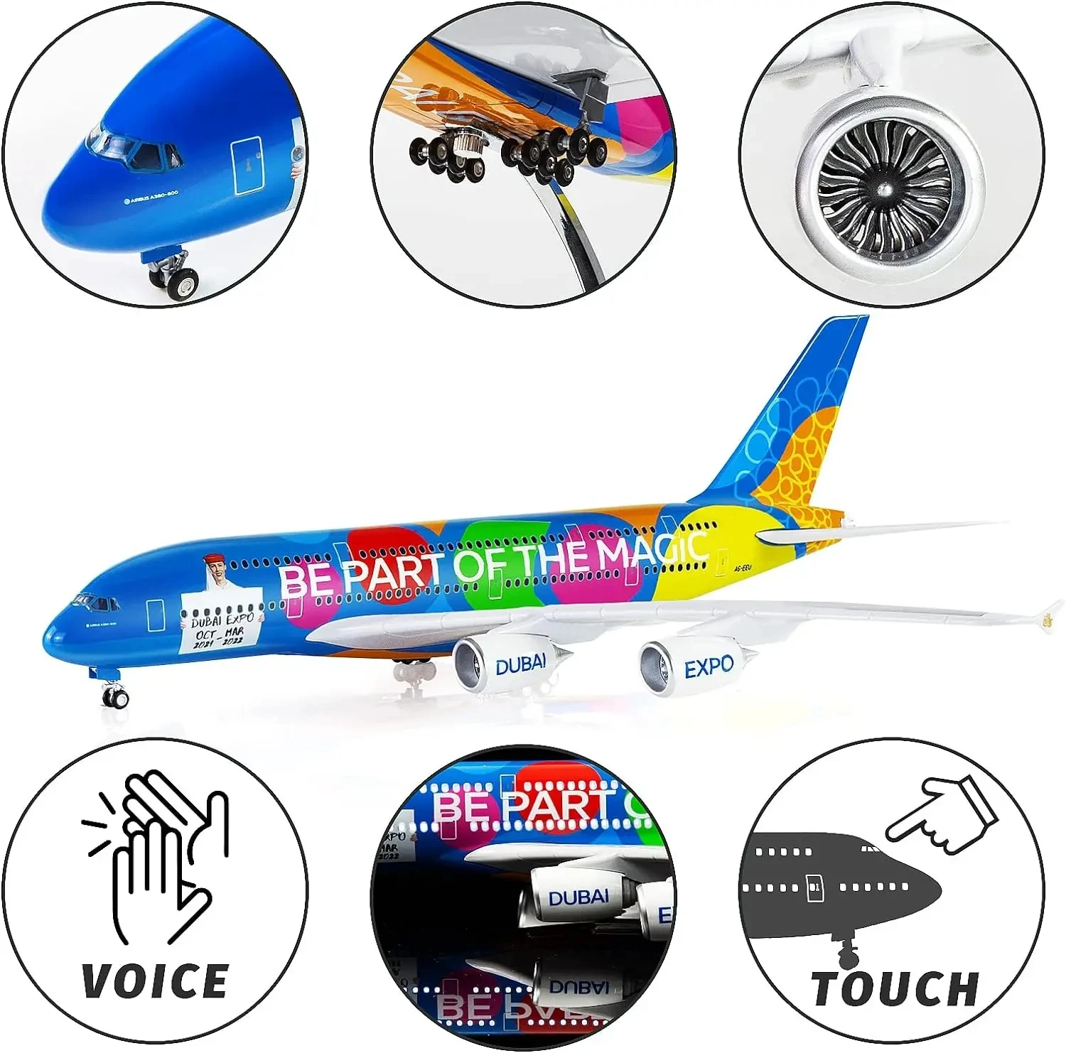1/150 Scale Emirates EXPO A380 Airplane Model Kits Resin Plane Model with Stand for Adult Aviation Gift or Display Decoration