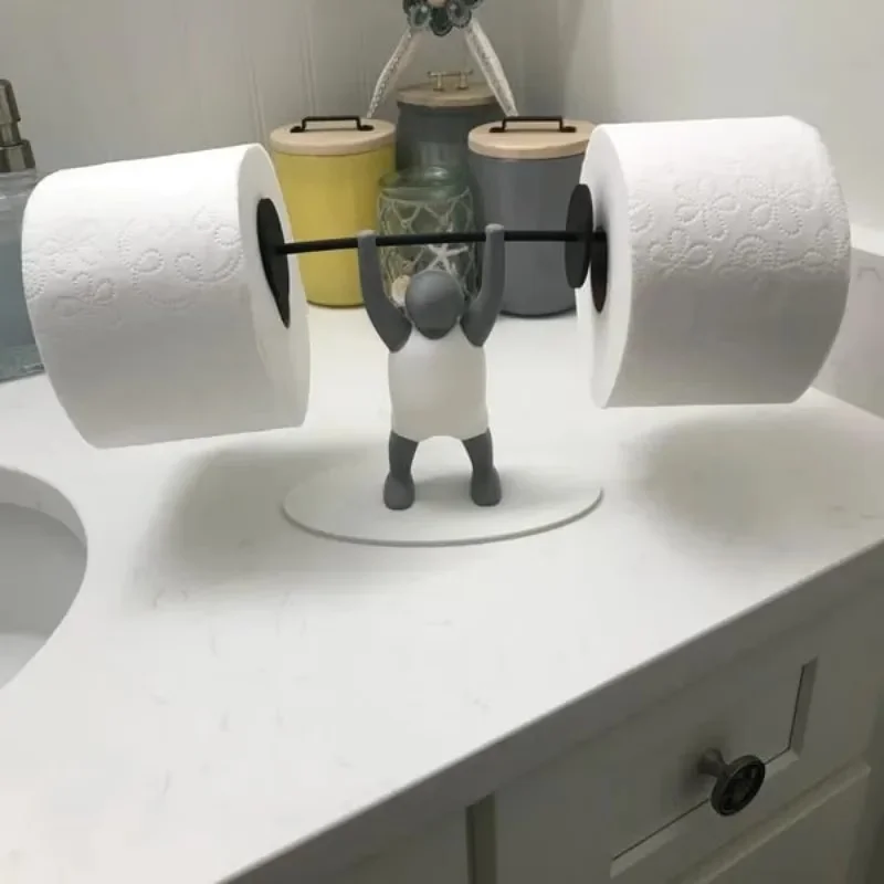 Interessanter Toilettenpapierhalter mit Gewichtheber-Motiv – Badezimmerdekoration im Fitness-Stil, lustiges Wohndekor-Geschenk für Fitness-Liebhaber – Detail 12