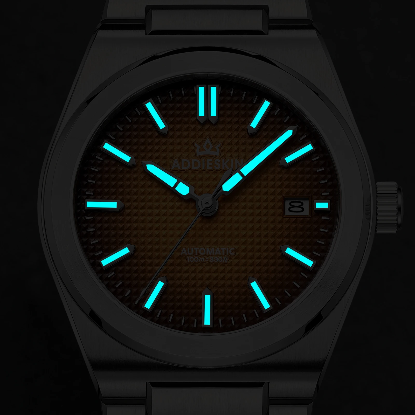 AddiesKin Stainless Steel Automatic Men's Mechanical Watch Japan 9015 Sapphire Glass K004 Clock 100M Waterproof Luminous Watches
