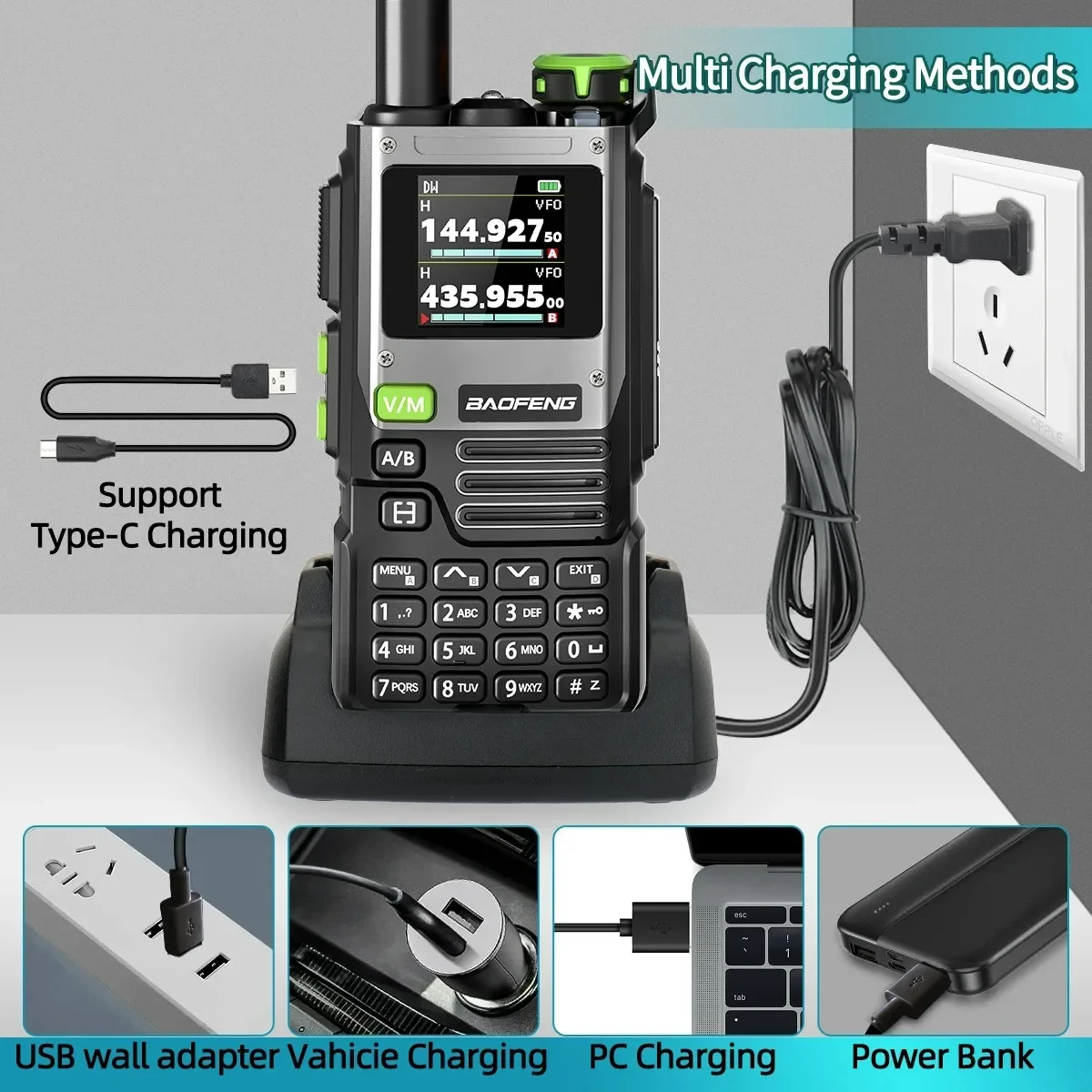 Baofeng Walkie Talkie K61 PRO Multi Band DTMF High Power Wireless Copy Frequency Type-c Upgraded UV-K6 Ham Radio Two Way Radio