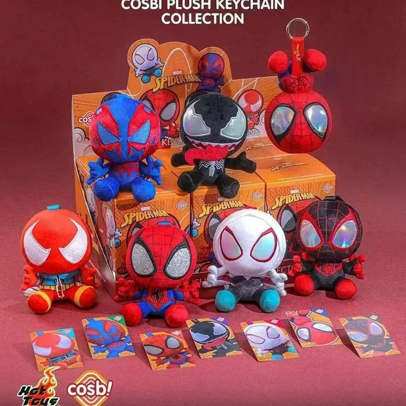 

Hottoys Marvel Spider Man Cosbi Pendant keychain Blind Box Plush Bag Pendant Kawaii Spider Man Surprise Box Birthday Gift